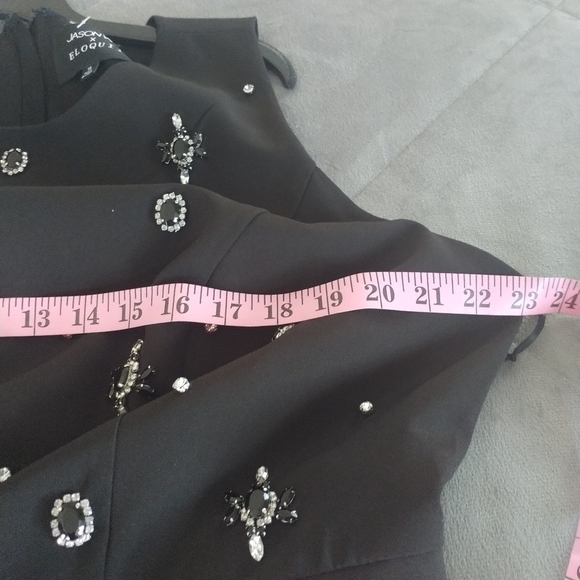 Jason Wu X Eloquii Black Crepe  Embellished Fit & Flare Dress 18 - Picture 9 of 13